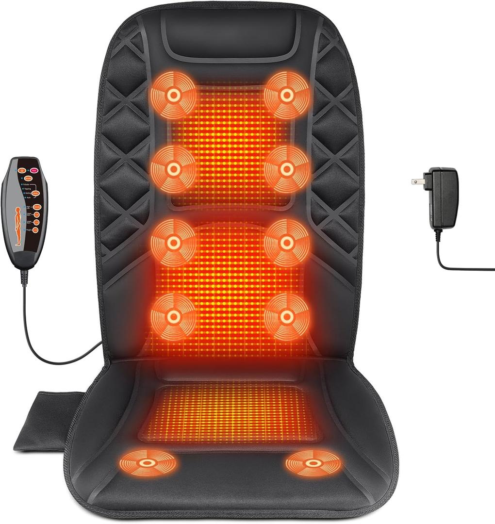 10 Vibrating Massage Nodes Back Massager Chair Pad for Pain Relief Home Office Use