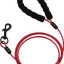 Dog Leash with Hooks Stainless Steel, Water Chew Proof for Medium and Small Dogs 5FT Wire Alloys Camping with Soft Handle(Red 5FT)