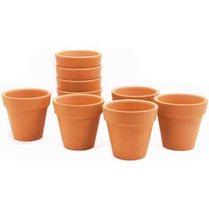 GoldBlue Pack of 10 Terracotta Pots - 3 Inch Terra Cotta Pots with Drainage Holes for Small Craft, Nursery, Cactus, Succulent, Flower Plants