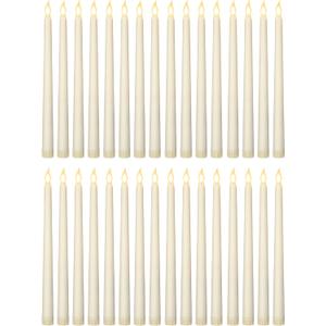 Treela 24 Pcs Flameless Taper Candles Battery Operated Bulk Fake 11 Inch Candles Light LED Candlesticks Flickering Tapered for Wedding Halloween Christmas Decoration(Ivory, Basic)