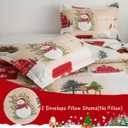 Oliven Xams Bedding Quilts King Size Christmas Car Bedspread Lightweight Snowmen Reindeer Cardinals Patchwork Bedding Holiday Bed Quilt Daybed Cover Home Decor (King(108"x96"), Beige White)