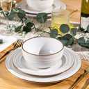 GBHOME Ceramic Dinnerware Sets, 24 pcs Embossed Elegant Stoneware Plates and Bowls Sets, Housewarming Wedding Gift | Dishwasher & Microwave Safe | Dishes Set Service for 8