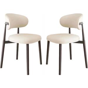 White Dining Chairs Set of 2,Modern and Stylish PU - Leather Upholstered Dining Table and Chairs, Carbon Steel Material