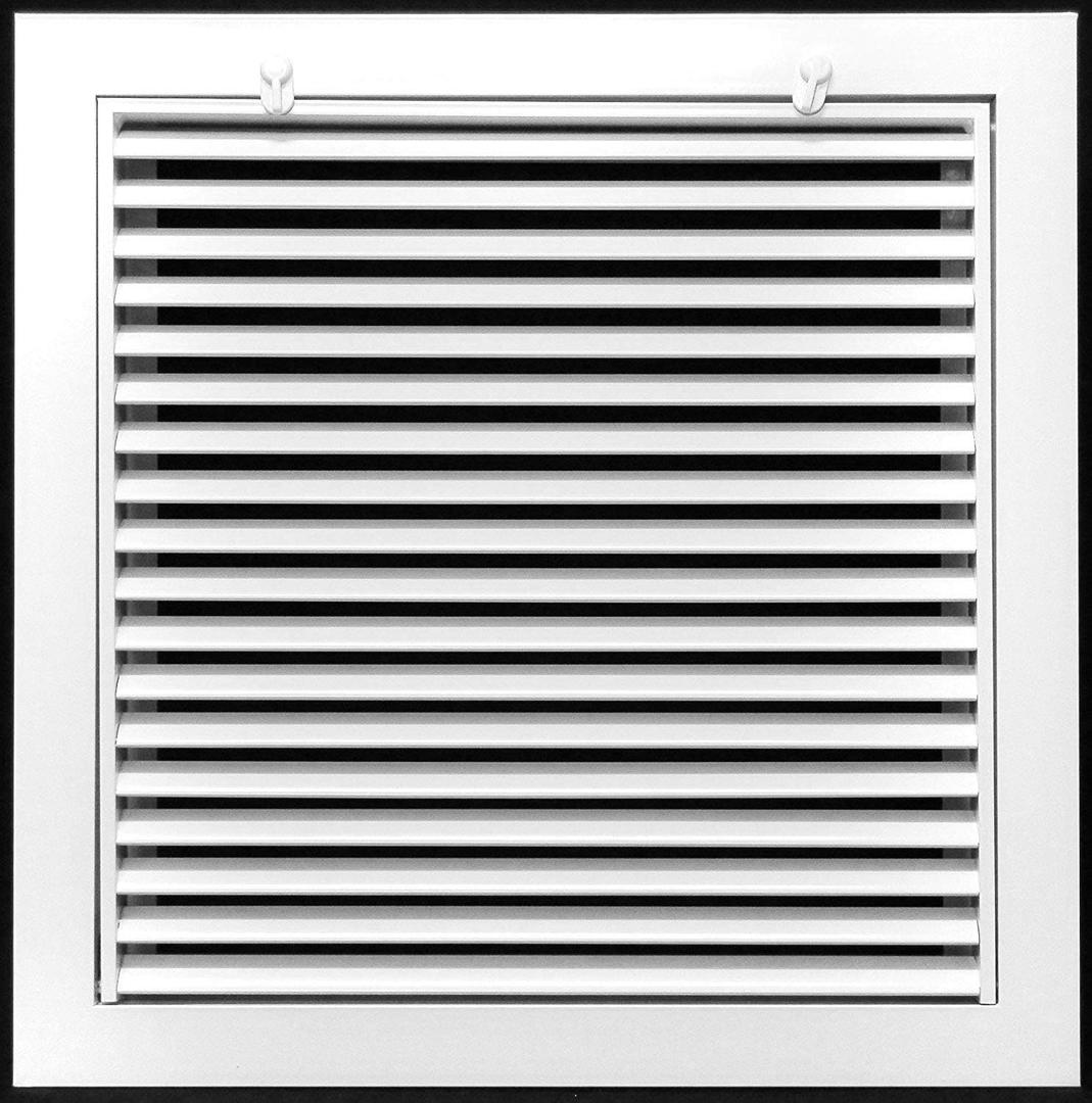 HVAC Premium 16" X 16" Aluminum Return Filter Grille for 1" Filter - Easy Airflow - Linear Bar Grilles [Outer Dimensions: 18.5"w X 18.5"h]
