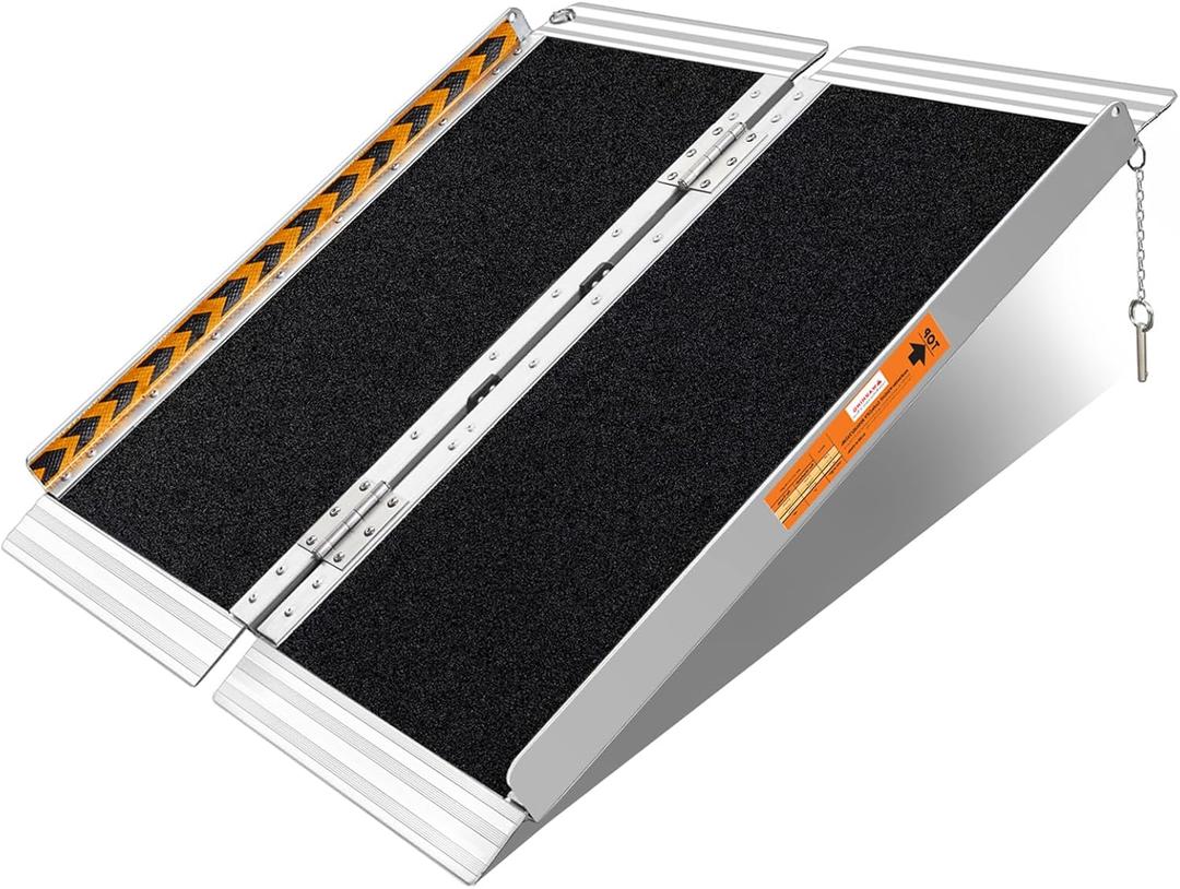 FACHNUO 3 Feet Portable Wheelchair Ramp, Non-Skid Aluminum Handicap Ramps with Handle, Folding Threshold Wheel Chair Ramp for Home Steps, Stairs, Entry, Threshold, Curbs, Stairs, 800LBS Capacity (3FT(Using height 3-9'')