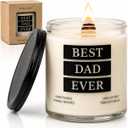 Best Dad Ever Candle, Tobacco Vanilla Scented Candle for Dad with Crackling Wood Wick, 100% Soy Wax Candle, Hand Poured Masculine Fragrance