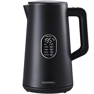 1.5L Electric Kettle Stainless Steel, Double Wall Cool Touch Teapot, Fast Boil,5 Temperature Control, LED Display, Auto ShutOff,Keep Warm Function,Black