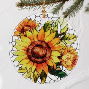 Vibrant Sunflower Christmas Ornaments: Christmas Decorations for Tree & Holiday Decor  Holiday Presents, Gift Ideas for Friends, Coworker, Gardener, and Sunflower Lover