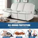 TAOCOCO Recliner Couch Covers 3 Pieces, Stretch Sofa Covers for 3 Seat Reclining Couch, Polyester Fabric Recliner Covers Soft Washable Furniture Protector with Pockets (3 Seat, Milk White)
