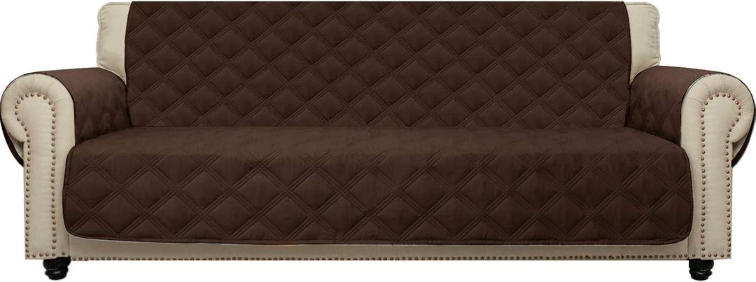 CHHKON Sofa Cover 100% Waterproof Non-Slip Quilted Furniture Protector Sofa Slipcover for Children, Pets for Leather Couch (Chocolate, 78")
