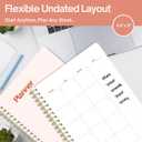 Undated Weekly Planner, 8.5" x 11", Dashboard Layout with Yearly Review, Monthly Calendars, & Weekly To Do List, Spiral Bound Organizer for Work, Study & Life (Blush White)