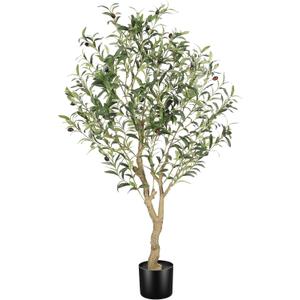 Faux Olive Tree 4ft with Large Olive Branches and Lifelike Leaves | 4ft Olive Tree - Small Olive Tree Artificial Indoor for Modern Home Office House Living Room Decor