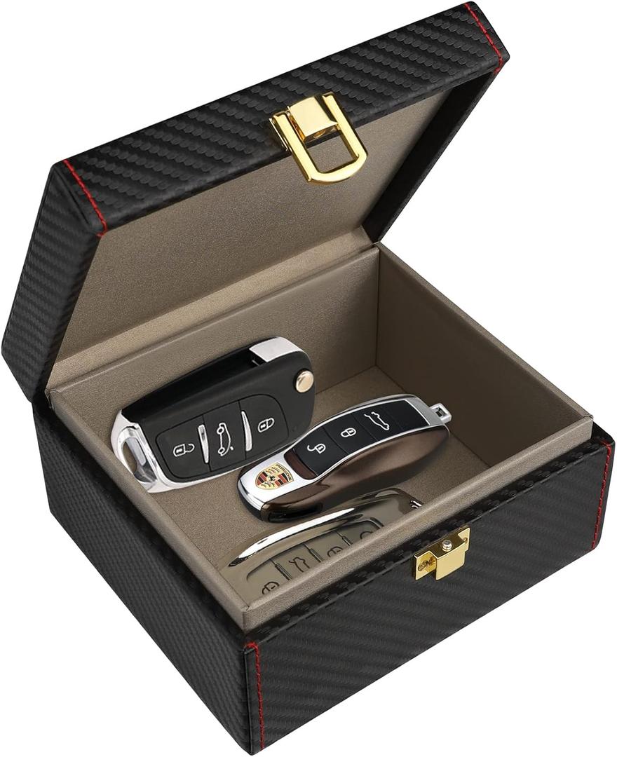 Diyife Faraday Box, [Carbon Fiber Texture] RFID Box for Car Keys, Key Fob Protector, Signal Blocker for Keyless Fob, Large Car Key Signal Blocker Cage, Signal Blocking Box for Car Keys Phones (Medium)