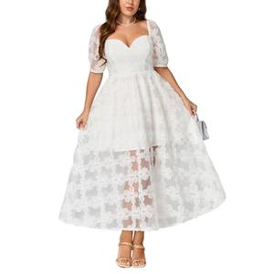 EYWOL Wedding Dresses for Women: White Bridal Shower Dress - Plus Size White Midi Dress - Evening Formal Dresses for Women - A-Line Cocktail Outfits L