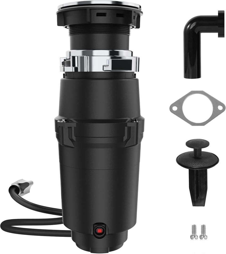 1/2 HP Garbage Disposal, 3000RPM Food Disposal, 1.1L Sink Garbage Disposal Low Noise Garbage Disposer for Kitchen