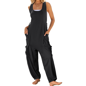 ANRABESS Women Overalls Jumpsuits Loose Casual Dressy Sleeveless Baggy Harem Pants Romper Jumpers 2024 Trendy Summer Outfits, L