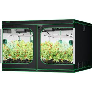 VIVOSUN S108 10x10 Grow Tent, 120"x120"x80" High Reflective Mylar with Observation Window and Floor Tray for Hydroponics Indoor Plant for VSF6450