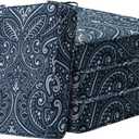 Square Corner Seat Cushions, 19" x 19" x 3", Set of 4, Indoor Outdoor Water Repellent Universal Chair Pads with Ties for Patio Furniture, Garden Deck Dining Chairs, Damask Blue Flower