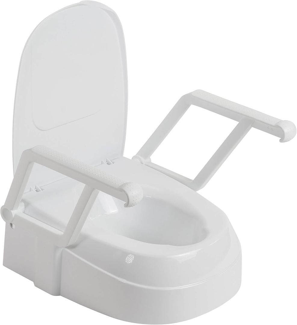 Drive Medical PreserveTech Universal Raised Toilet Seat with Handles, White