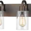 Emliviar 4-Light Bathroom Vanity Light - Farmhouse Bathroom Wall Lighting, Oil Rubbed Bronze Finish with Clear Glass, YCE237B-4W ORB