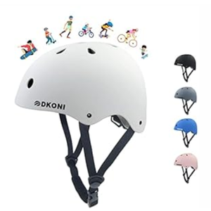 DKONI Skateboard Helmet for Kids Protective Gear:Multi-Sports Helmet Kids Bike Helmet for Roller Skate Skateboarding Inline Skating BMX MTB Rollerblading Cycling from Child to Youth Boys Girls (Small:18.9-20.5inch(48-52cm), WHITE)
