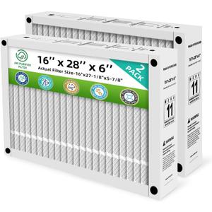 16 x 28 x 6 Furnace Filter Replacement MERV 11 Compatible with Honeywell POPUP2400 HVAC,Foldable (Actual Size: 16 X 27 1/8 X 5 7/8 In) (2-Pack)