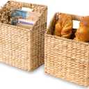 KOLWOVEN Wicker Hanging Storage Baskets, Set Of 2 Wall Baskets for Accessories and Organizing Files, Mail Baskets