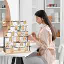Earring Display for Vendors 6 Tier 42 Hooks Wood Earring Display Rack Holder for Earings Necklaces Rings Bracelets Keychains