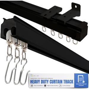 Jos & Haz Ceiling Curtain Track Set 3ft-13ft / 4 Meter Premium Heavy Duty Curtain Track, Ceiling Mount and Wall Mount for Room Divider, Living Room, Bedroom, Office