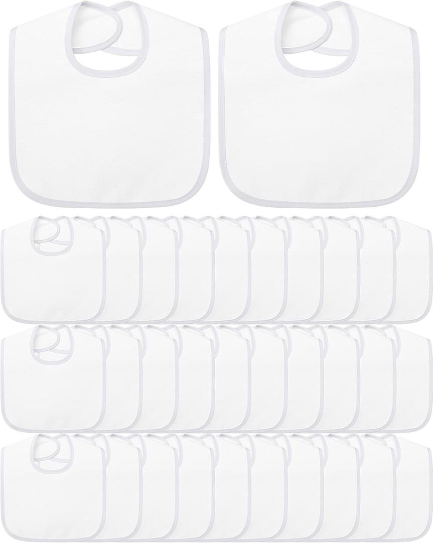 Foaincore 30 Pcs White Bibs for Baby Unisex Teething Bib 2 Ply Waterproof Absorbent Durable White Bibs Bulk for DIY Baby Shower Games Decorating Washable Reusable Newborn Toddler Feeding Drooling