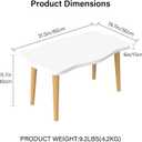 Cookie Coffee Table Low Table with 4 Solid Wood Sturdy Legs,Floor Table Desk for Sitting on The Floor,19.7"D x 31.5"W x 16"H Inches,Living Room/Toy room Furniture,Rental house Furniture (White)