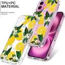 bicol for iPhone 16 Plus Case with Screen Protector, Enhanced Camera Protection, Crystal Acrylic Clear with Fashionable Pattern Designs for Girls Women, Slim Fit Protective Phone Cover, Nice Lemons