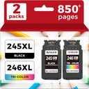 245XL 246XL Black Color Compatible Ink Cartridges Replacement for Canon 245 246 XL PG245 CL246 XL Combo,MX490 TR4520 MG2522 TR4522 TR4500 TS3322 TS3122 TS3300 MX492 TS3320 TS3100 MG2500 Printer,2-Pack