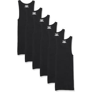 Amazon Essentials Men's Slim Fit Breathable Cotton Tank Undershirts, Pack of 6 (Medium, Black)