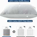 Zaizaihome Waffle Weave Pillowcases King Size 2 Pack, 100% Egyptian Cotton 600 Thread Count, Ultra Soft Pillow Shams with Envelope Closure, Breathable Skin-Friendly Pillow Case, Grey, 20x36 Inches