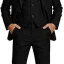 Visaccy Boys Formal Suit Slim Fit Dress Clothes Ring Bearer Outfit Tuxedo Suits,Adjustable Waist, Black Size 7