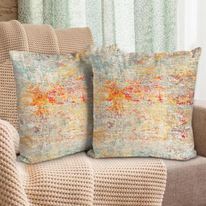 Boho Floral Throw Pillow Covers 22x22 inch Set of 2,Boho Rug Geometric Floral Pattern Decor Double Sided Pattern Cushion Cover Soft Pillow Case Living Sofa Room Bed Square Pillow Cover