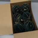 Namalu 24 Pcs Green Gold Velvet Glitter Christmas Ball Ornaments Bulk 2.36" Flocked Christmas Tree Ball Ornaments Set Shatterproof Xmas Bulbs Tree Decorations for Holiday Wedding Party Decor