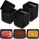 24 PCS Dipping Sauce Bowls, Plastic Soy Sauce Dishes, Small Square Design for Condiments, Black, Ideal for BBQ, Parties, and Dining Tables