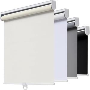 AOSKY Cordless Roller Shades Blackout Blinds for Windows Room Darkening Rolled Up Shades with Spring System, UV Protection Window Shades Door Blinds for Home and Office (35" W x 72" H, Ivory)