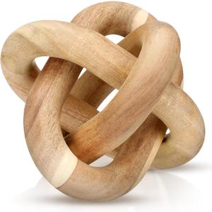 Yalikop 3 Link Wood Knot Decor Rustic Home Dcor Accents Hand Carved Coffee Table Decoration, Boho Chain Link Decoration, Modern Shelf, Rustic Objects for Home Living Room Bedroom(Acacia Wood)