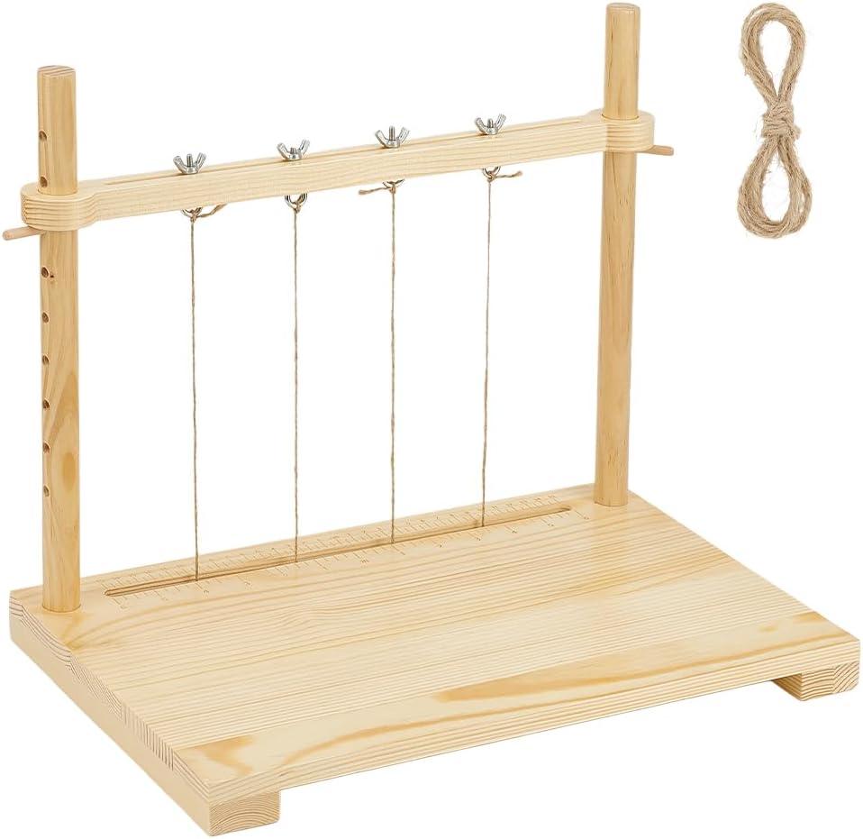BENECREAT 15.7x9.4inch Bookbinding Sewing Frame Set, Hand DIY Book Binding Tools with Hemp Rope for DIY Bookbinding Crafts and Sewing Supplies