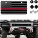 American Flag License Plate, Aluminum 3D Metal Embossed License Plate with USA Flag, Patriotic Embossed License Plate Bracket Frame Holder, 6 x 12 Inch (Black+Red)