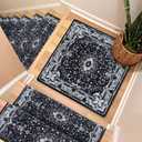 Brakki Bullnose Stair Treads for Wooden Steps, Non Slip Landing Mat, 1pc, Washable, Stair Rug for Indoor Runner and Pets, Indoor Doormat for Kitchen Bathroom, L30" x W30", Black