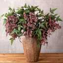 Zeyune 3 Pcs Artificial Dusty Plum Berry Stem Spring Faux Flowers Picks Branches Fake Realistic Sedum Stem Spray for Wedding Holiday Seasonal Farmhouse Mantel Harvest DIY Home Decorations(35 Inch)