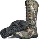 Men's Waterproof Hunting Boots 16" Side-Zip Snakeproof Boots with Steel Shank, Non-slip Camo Boot for Outdoor Work (9, Brown)