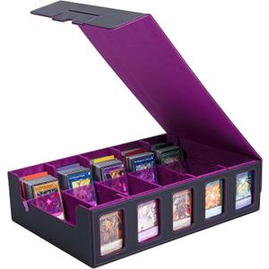 Trading Card Storage Box with Commander Display, 5-Row Deck Case (4000+ Cards), Magnetic Lid & Quick-View Windows, Waterproof PU for MTG, TCG & Sports Cards  24 Dividers, 10 Stoppers