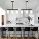 3-Light Modern Island Lights for Kitchen, Black Dining Room Light Fixtures Farmhouse Linear Chandeliers Over Table, White Frosted Glass Adjustable Hanging Light Kitchen Pendant Lighting Over Island