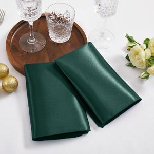 16  Inch Square Satin Napkins (Pack of 25) Cloth Napkin for Dinner Table Decor (Hunter Green)