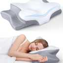 Cozyplayer True Cooling Cervical Neck Pillow for Pain Relief, Ergonomic Side Sleeper Pillow for Neck Support, Odorless Orthopedic Contour Memory Foam Pillows, Bed Pillow for Back Stomach Sleeper (Queen, White)
